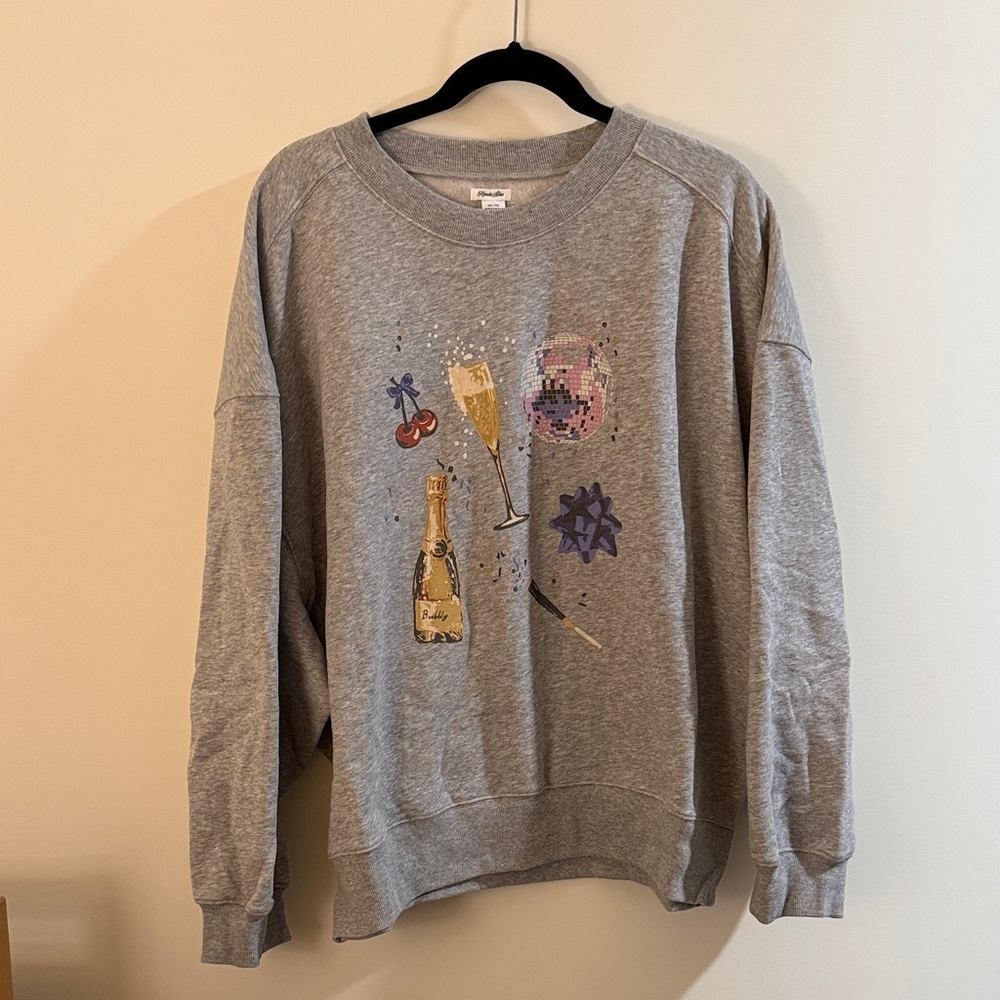 Urban Outfitters NYE Gray Graphic Sweater